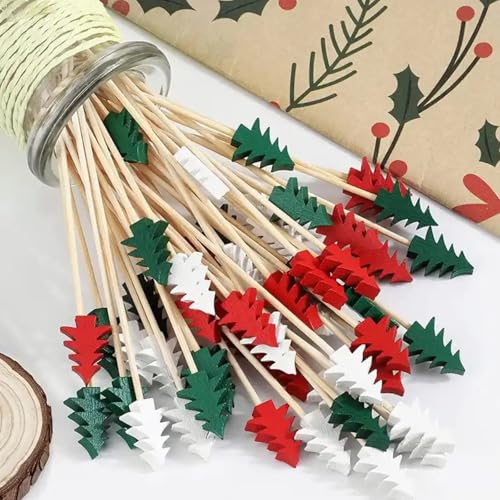 100PCS Christmas Tree Cocktail Picks - Festive Food Skewers for Drinks & Appetizers