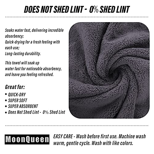 MOONQUEEN 6 Pack Microfiber Coral Velvet Hand Towels Gray 16x28