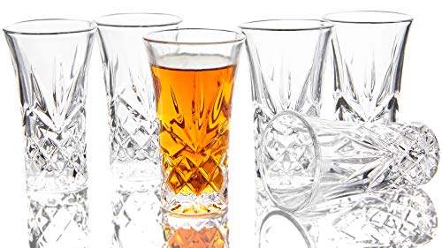 JAIEF Set of 6 2oz Heavy Base Tequila Shot Glasses - Lead-Free, Dishwasher Safe