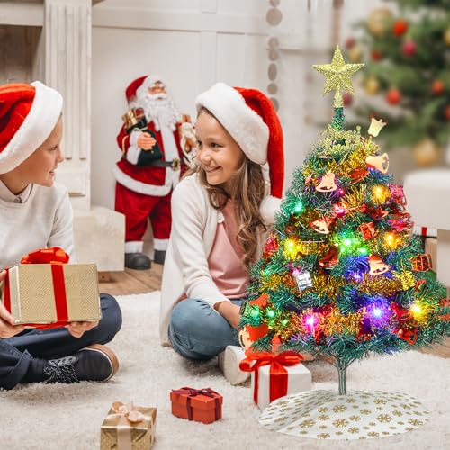 Dream Loom 24-Inch Artificial Christmas Tree with Ornaments & LED Lights