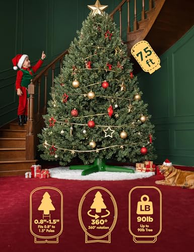 Springlift Deep Green 2026 Upgrade Rotating Christmas Tree Stand with Remote, Adjustable for Up to 7.5ft 90lb Artificial Tree