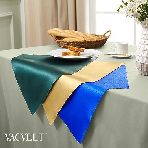 12 Pack Gold Satin Napkins 12x12 Inch, Scalloped Edge Cloth Dinner Napkins