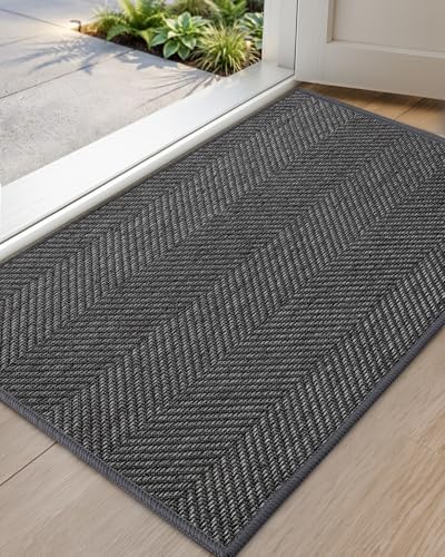 Ultra Thin Indoor Doormat 24x36 - Non-Slip Machine Washable Entry Mat