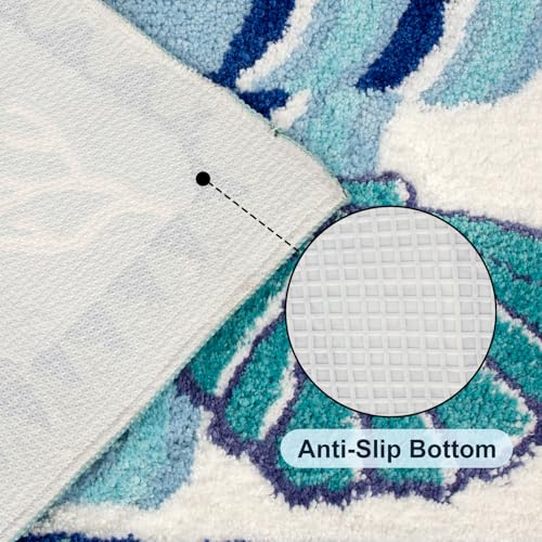 Coastal Sea Star Bathroom Rug, Non-Slip Absorbent Bath Mat 31.5 x 19.7 Inch