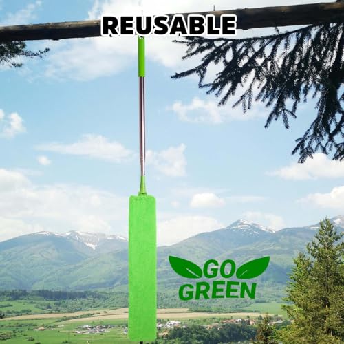 Retractable Under Appliance Gap Duster - Extending Pole & 2 Microfiber Pads