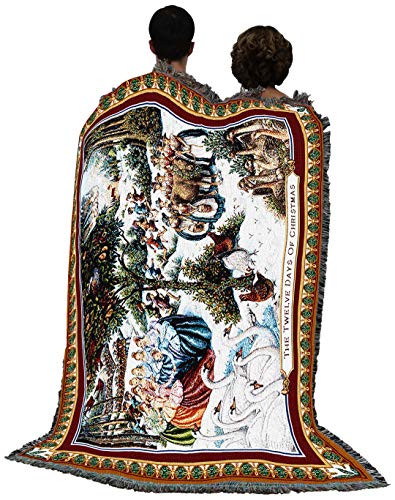 Twelve Days of Christmas Cotton Blanket - Pure Country Weavers Heirloom Throw, Wall Tapestry, Made in USA