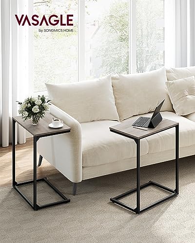 C-Shaped Industrial End Table, Small Side Table for Couch or Bedside
