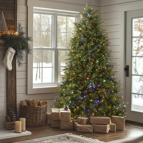 7.5ft Pre-Lit Dunhill Fir Artificial Christmas Tree with Dual Color LED Lights