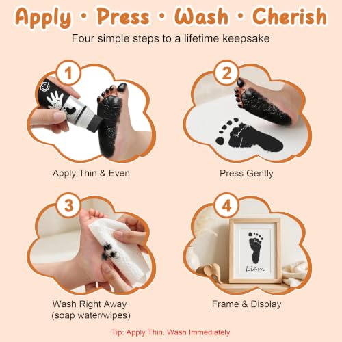 Washable Baby Hand & Footprint Paint with Sponge Applicator, 2.54 oz - Black