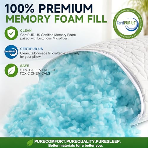 SUPA MODERN Cooling Shredded Memory Foam Pillows, Queen Size (Set of 2)