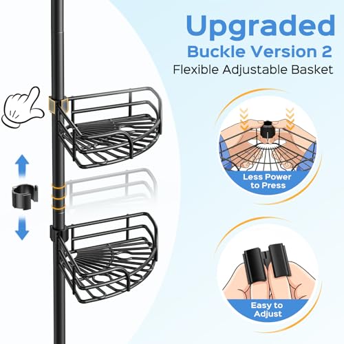 Corner Shower Caddy Tension Pole 4-Tier Adjustable Bathroom Organizer