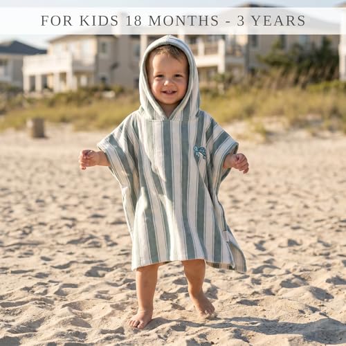 ZICOTO Hooded Toddler Beach Towel – 100% Cotton Poncho Cover-Up (0-3 Years)