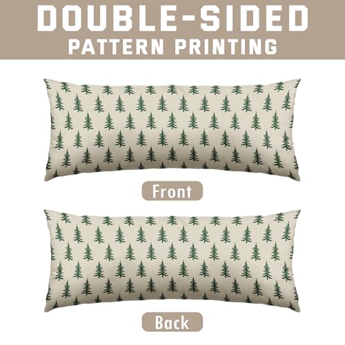 Aytipun 14x36 Green Cream Christmas Pillow Cover - Tree Print, Pack of 1