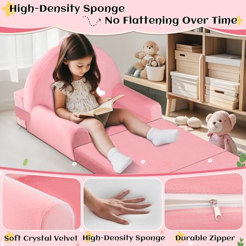 Unicorn Foldable Kids Sofa Bed, Washable Toddler Chair for Play and Naps