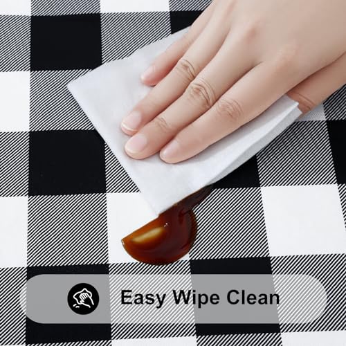 Fitted Vinyl Tablecloth 6 Foot - Flannel Backed Buffalo Plaid Table Cover