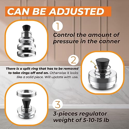 3-Piece Pressure Canner Regulator Weight Set for 6-23 Quart Cookers