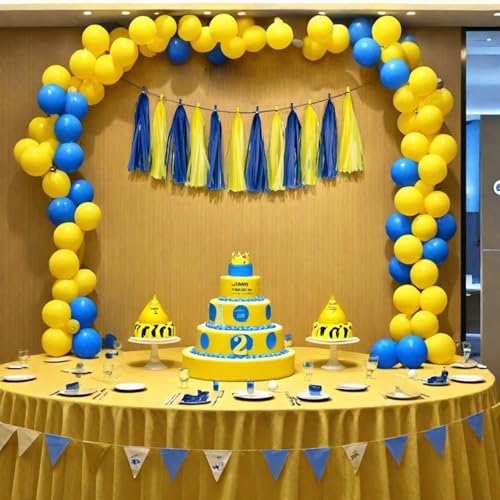 20-Piece Blue and Yellow Tissue Paper Tassel Garland DIY Party Banner