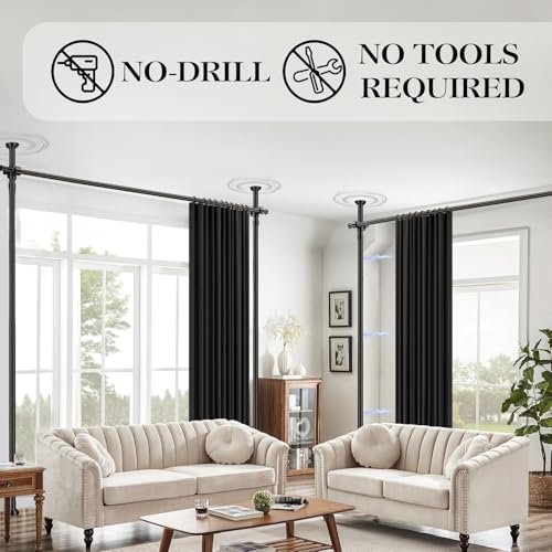 Room Divider Curtain Set with No-Drill Tension Rod, 100" x 84"