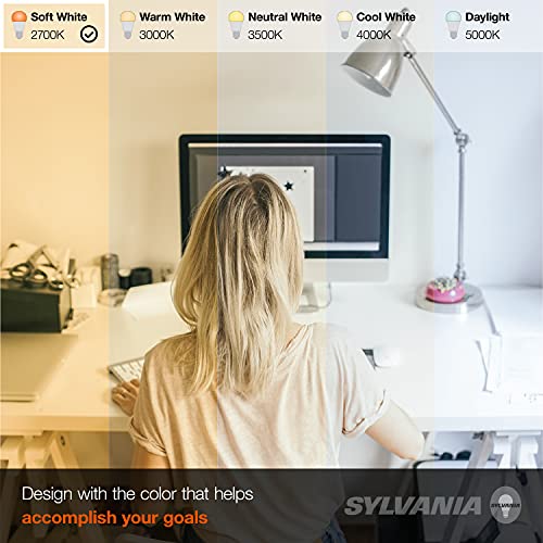 SYLVANIA LED A19 Light Bulb, 100W Equivalent, Efficient 14W, Frosted, 1500 Lumens, 2700K, Soft White - 12 Pack (40204)
