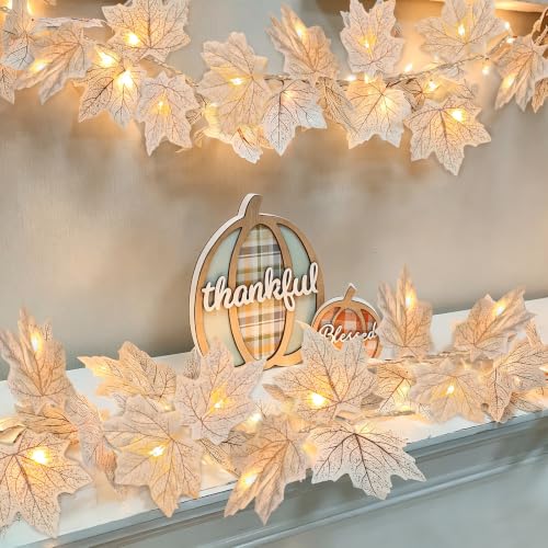 Lighted Maple Leaf Fall Garland - 3 Pack 19.5ft Autumn String Lights