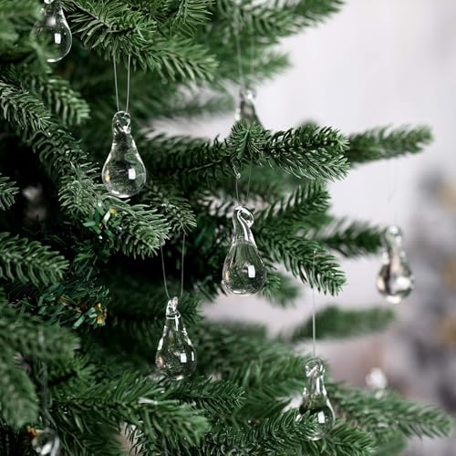 44 Pcs Clear Glass Teardrop Ornaments, Hanging Icicle Drops for Christmas