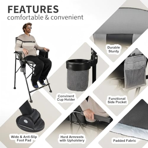 Extra Tall Folding Camping Chair, 350lb Capacity Portable Director Chair