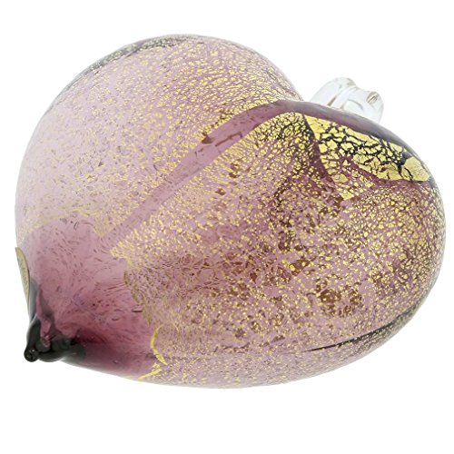 Murano Glass Heart Ornament – Purple & Gold, Handmade in Italy