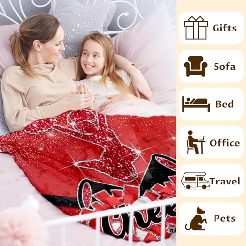 CUSTOMJOY Red 60x50 Inch Cheerleading Throw Blanket for Kids & Teens – Soft Flannel