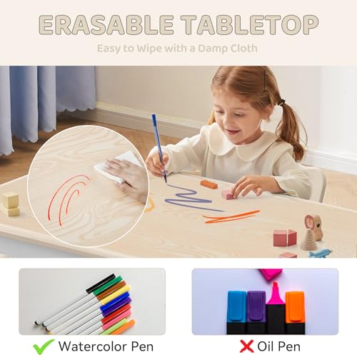 Adjustable Kids Table and 2 Chairs Set - Wipeable Activity Desk for Toddlers