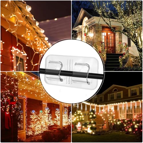 30-Pack Outdoor String Light Hooks, Waterproof Heavy Duty Adhesive Clips