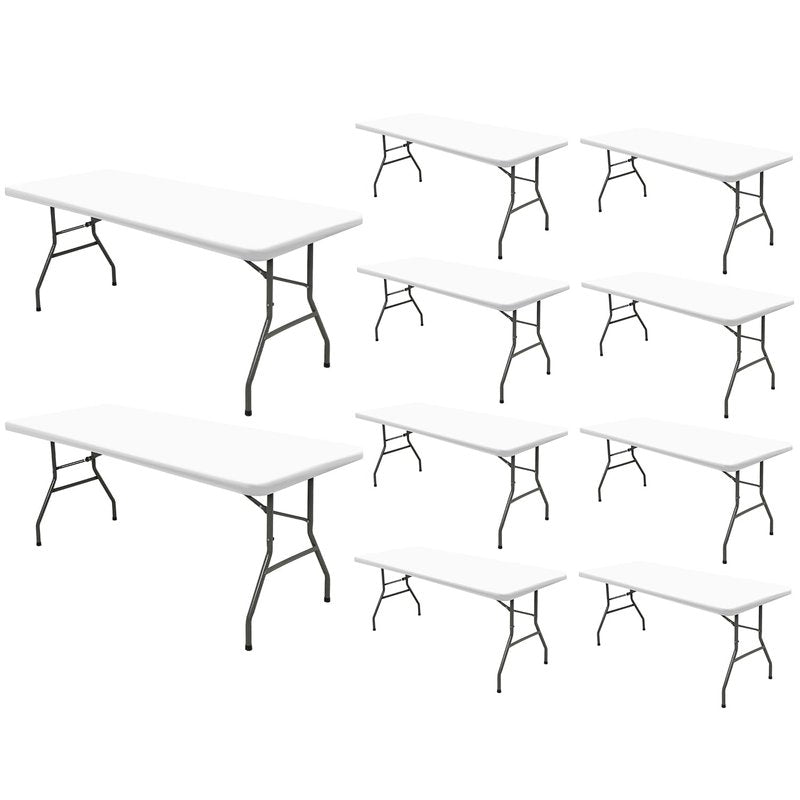 10 Pack Picnic Table Cover Fitted Tablecloths 6 Foot Rectangle Tables Elastic Waterproof Stretch Washable Patio Folding Outdoor Spandex Table Cloth for Camping Banquet and Parties (White,30" x 72")