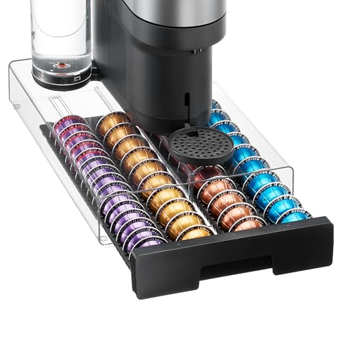 Clear Acrylic Coffee Pod Drawer Organizer - Holds up to 60 Capsules
