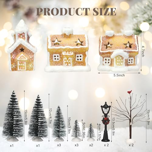 17-Piece LED Christmas Gingerbread Village Set - Lighted Holiday Decor