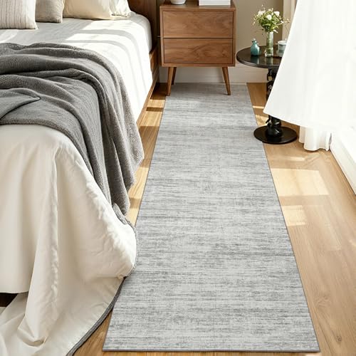 2x8 Abstract Runner Rug, Washable Non-Slip Kitchen Hallway Carpet, Grey