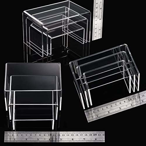 Clear Acrylic Display Risers, 6-Piece Set for Jewelry, Cupcakes & Desserts