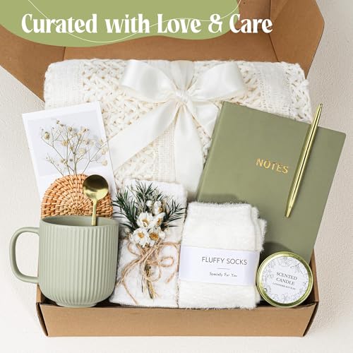 OHATOS Sage Green Self Care Gift Basket for Women - Relaxing Cozy Gift Set