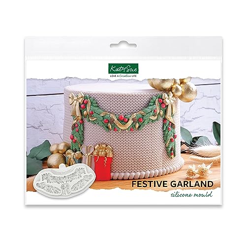 Katy Sue Festive Garland Silicone Mold for Christmas Cake Decorating & Craft
