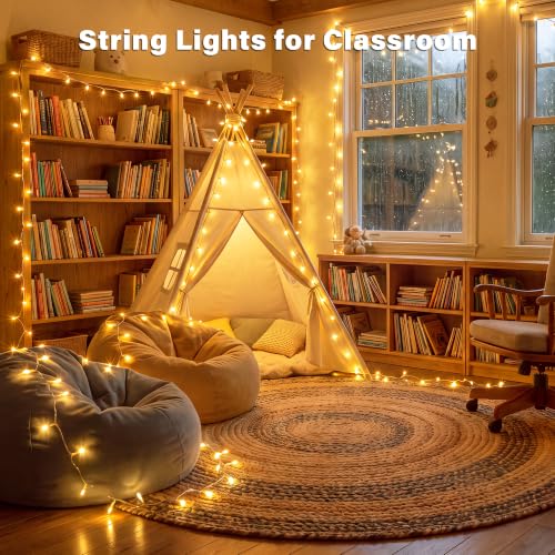 Ollny 2 Pack Battery Operated String Lights 200 LEDs Warm White Clear Wire - Indoor Outdoor Waterproof Decor