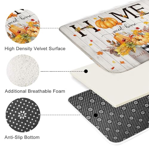 Fall Shower Curtain Set with Rugs - Autumn Pumpkin Maple Leaves Decor