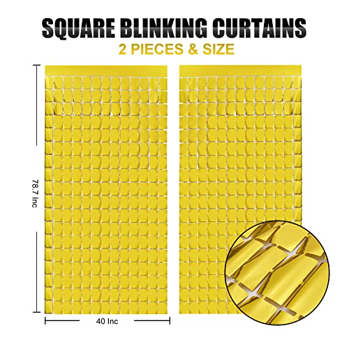 Gold Shimmer Wall Backdrop Curtains - 2-Pack 3.3x6.6 Ft Party Streamers