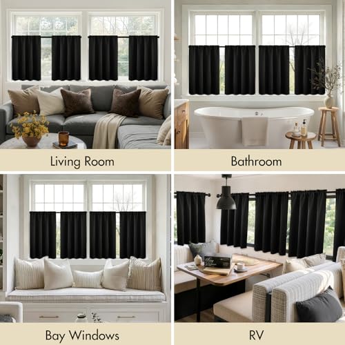 Blackout Kitchen Tier Curtains - 36 Inch Privacy Protection