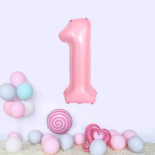 JANOU 40-Inch Pink Helium Foil Balloon - Perfect for 1st Birthday & Baby Shower Celebrations