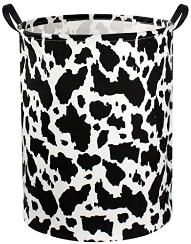 Collapsible Cow Print Laundry Basket with Handles - Nursery Storage Bin