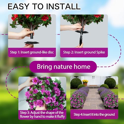 21-Inch UV Resistant Artificial Rhododendron Shrubs with Ground Stakes