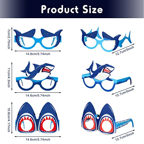 32-Piece Shark Paper Eyeglasses Party Favors for Kids Ocean Photo Props