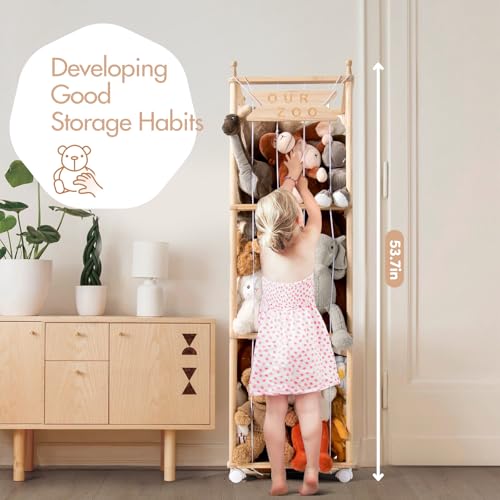 54-Inch Wooden Stuffed Animal Storage Cage, Large Plush Toy Organizer