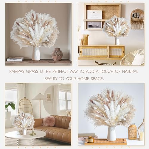96Pcs Natural Dried Pampas Grass Bouquet for Boho Home & Wedding Decor