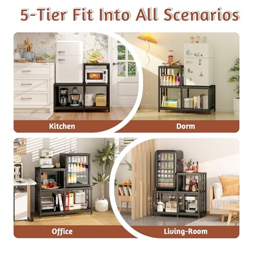 5-Tier Mini Fridge Stand and Microwave Rack with Storage Shelves