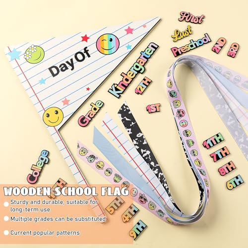 First & Last Day of School Wooden Flag Kit with Reusable Grade Stickers