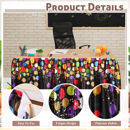 Confetti Desk Skirt - 9ft x 29in Colorful Polyester Table Covering